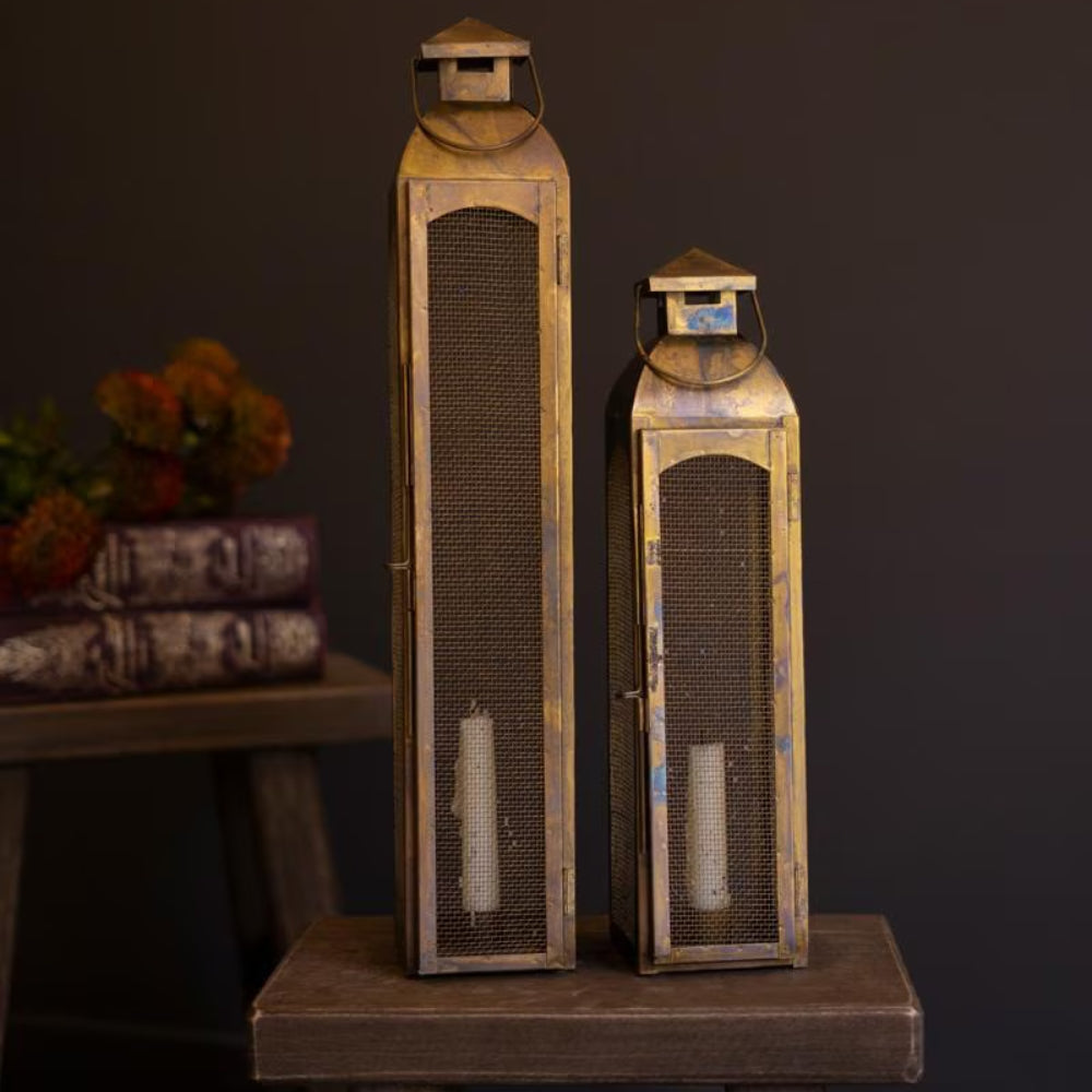 Brass Candle Lantern Set